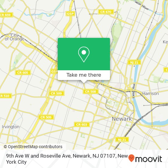 9th Ave W and Roseville Ave, Newark, NJ 07107 map