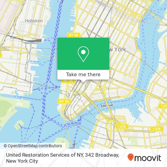 Mapa de United Restoration Services of NY, 342 Broadway