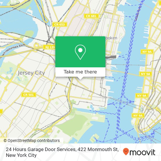 Mapa de 24 Hours Garage Door Services, 422 Monmouth St