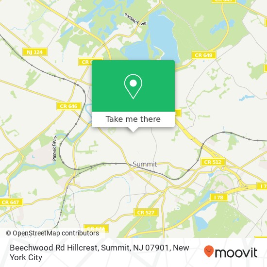 Mapa de Beechwood Rd Hillcrest, Summit, NJ 07901