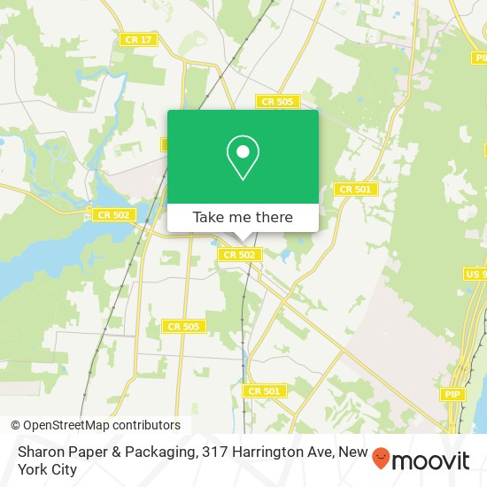 Mapa de Sharon Paper & Packaging, 317 Harrington Ave