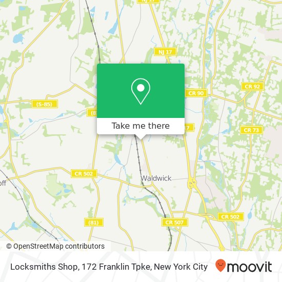Mapa de Locksmiths Shop, 172 Franklin Tpke