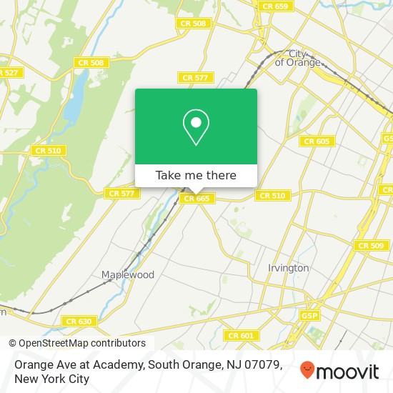 Mapa de Orange Ave at Academy, South Orange, NJ 07079