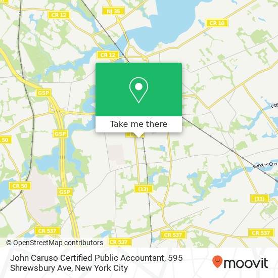 Mapa de John Caruso Certified Public Accountant, 595 Shrewsbury Ave
