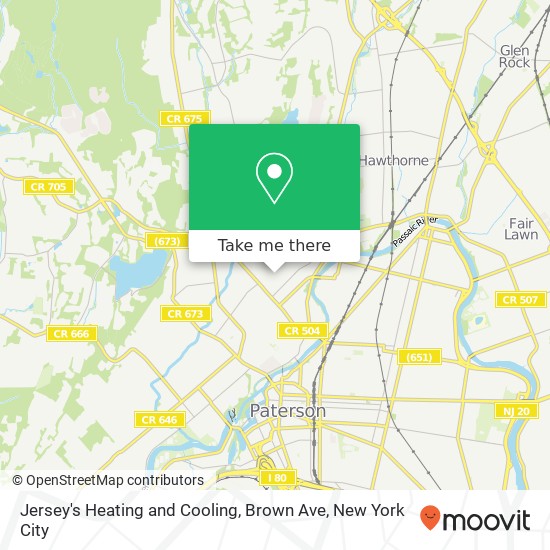 Jersey's Heating and Cooling, Brown Ave map