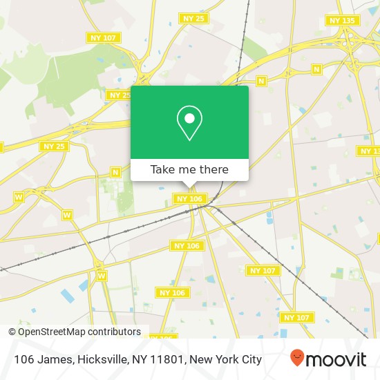 Mapa de 106 James, Hicksville, NY 11801