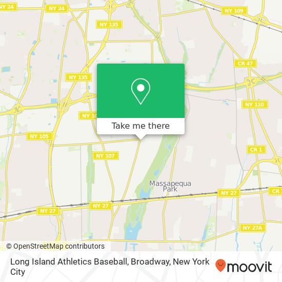 Mapa de Long Island Athletics Baseball, Broadway