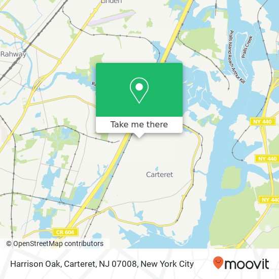 Mapa de Harrison Oak, Carteret, NJ 07008