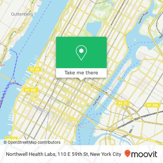 Mapa de Northwell Health Labs, 110 E 59th St