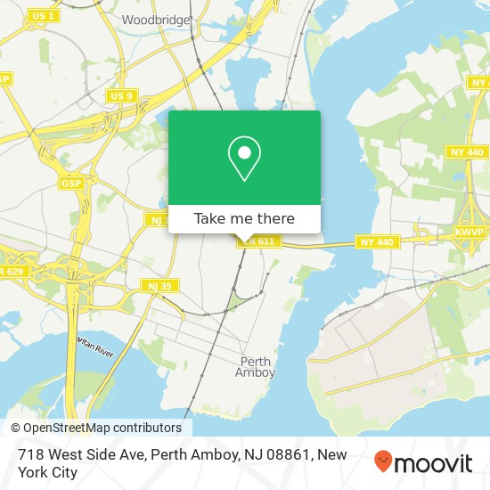 Mapa de 718 West Side Ave, Perth Amboy, NJ 08861