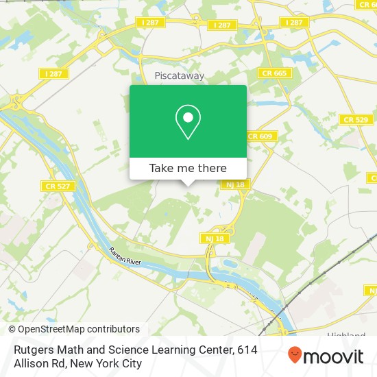 Mapa de Rutgers Math and Science Learning Center, 614 Allison Rd