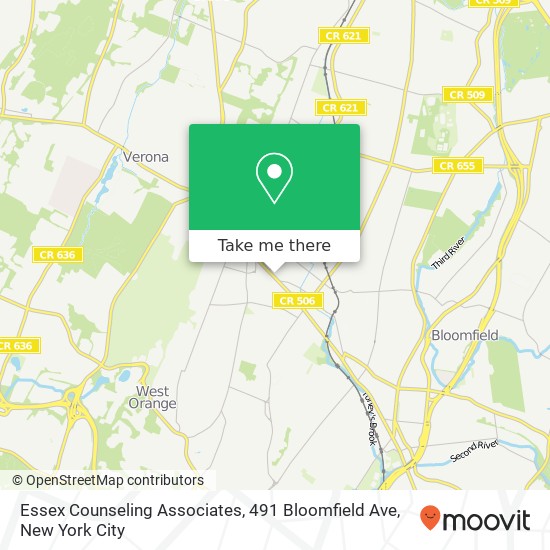 Mapa de Essex Counseling Associates, 491 Bloomfield Ave