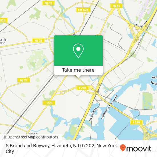 Mapa de S Broad and Bayway, Elizabeth, NJ 07202