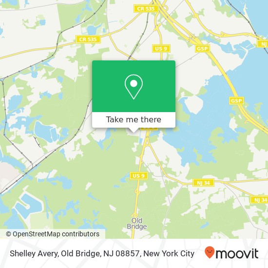 Mapa de Shelley Avery, Old Bridge, NJ 08857