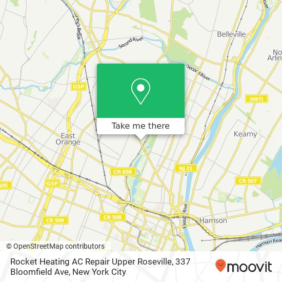 Mapa de Rocket Heating AC Repair Upper Roseville, 337 Bloomfield Ave