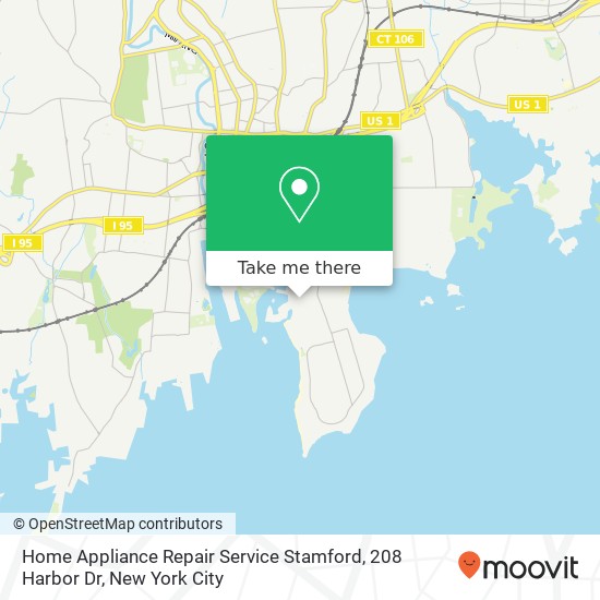 Mapa de Home Appliance Repair Service Stamford, 208 Harbor Dr