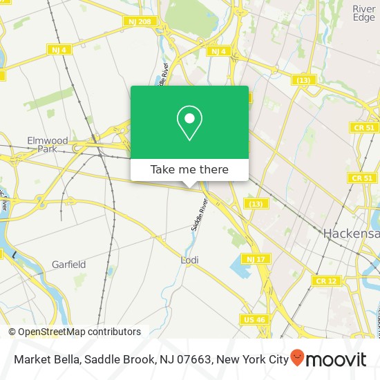 Mapa de Market Bella, Saddle Brook, NJ 07663