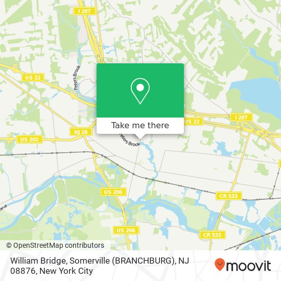 Mapa de William Bridge, Somerville (BRANCHBURG), NJ 08876