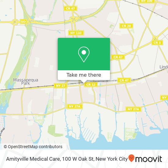 Amityville Medical Care, 100 W Oak St map