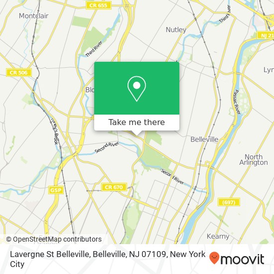 Mapa de Lavergne St Belleville, Belleville, NJ 07109