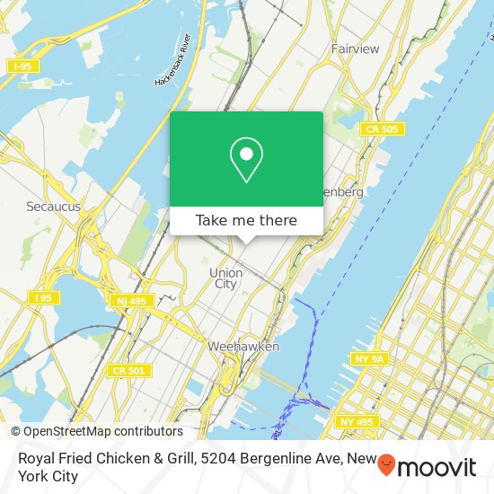 Mapa de Royal Fried Chicken & Grill, 5204 Bergenline Ave