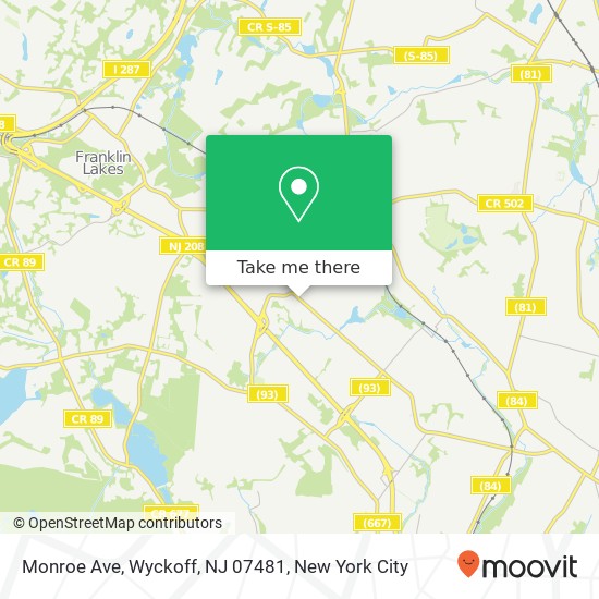 Mapa de Monroe Ave, Wyckoff, NJ 07481