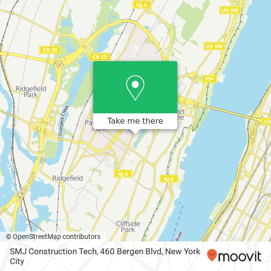 Mapa de SMJ Construction Tech, 460 Bergen Blvd