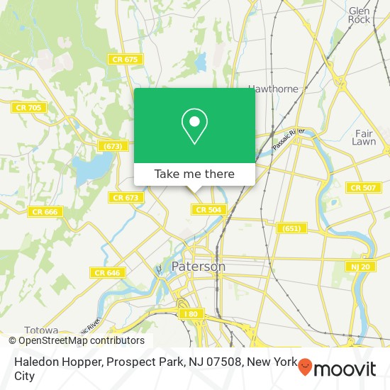 Mapa de Haledon Hopper, Prospect Park, NJ 07508