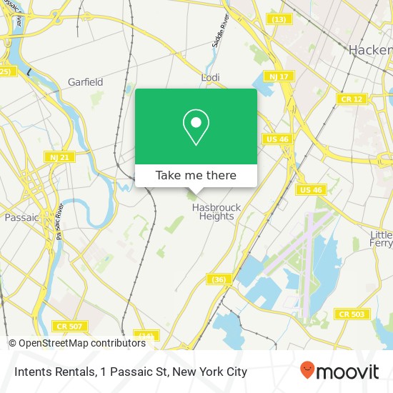 Mapa de Intents Rentals, 1 Passaic St