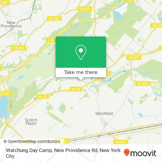 Mapa de Watchung Day Camp, New Providence Rd