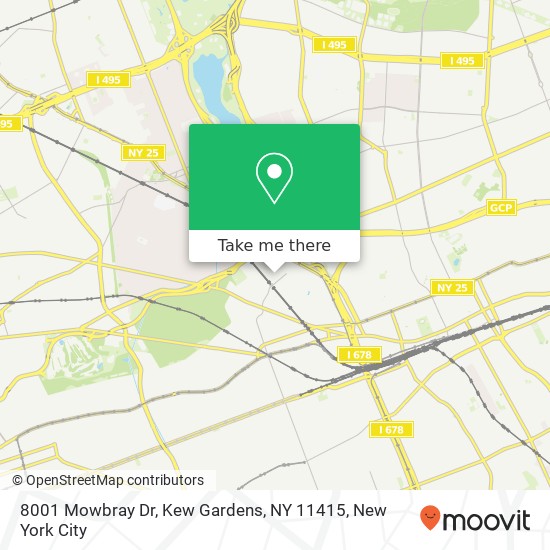 Mapa de 8001 Mowbray Dr, Kew Gardens, NY 11415