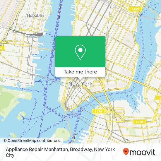 Appliance Repair Manhattan, Broadway map