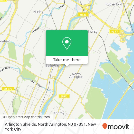 Mapa de Arlington Shields, North Arlington, NJ 07031