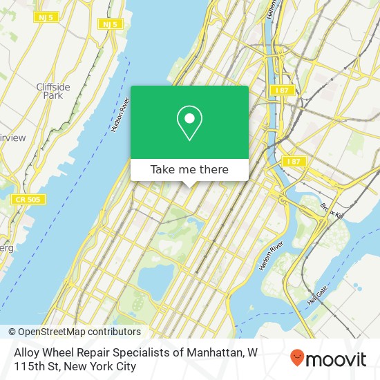 Mapa de Alloy Wheel Repair Specialists of Manhattan, W 115th St