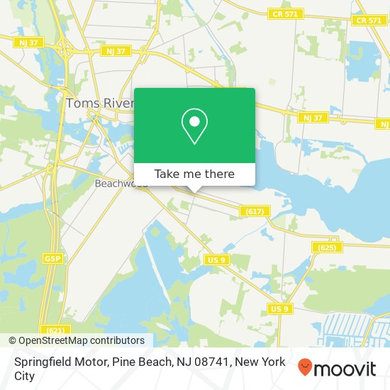 Mapa de Springfield Motor, Pine Beach, NJ 08741