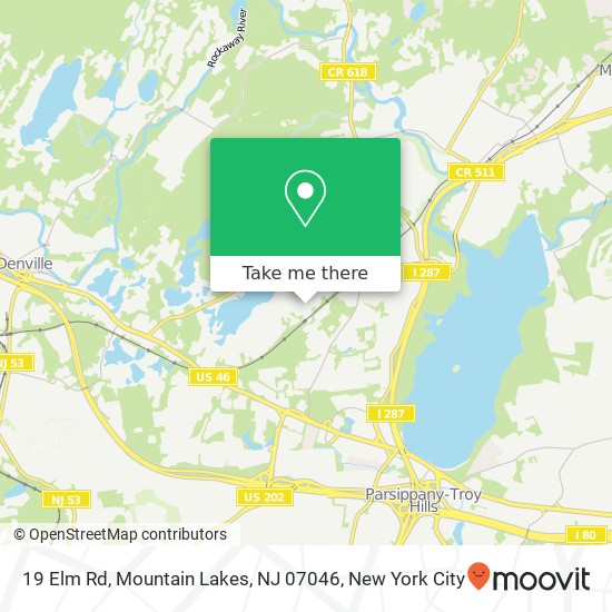 Mapa de 19 Elm Rd, Mountain Lakes, NJ 07046