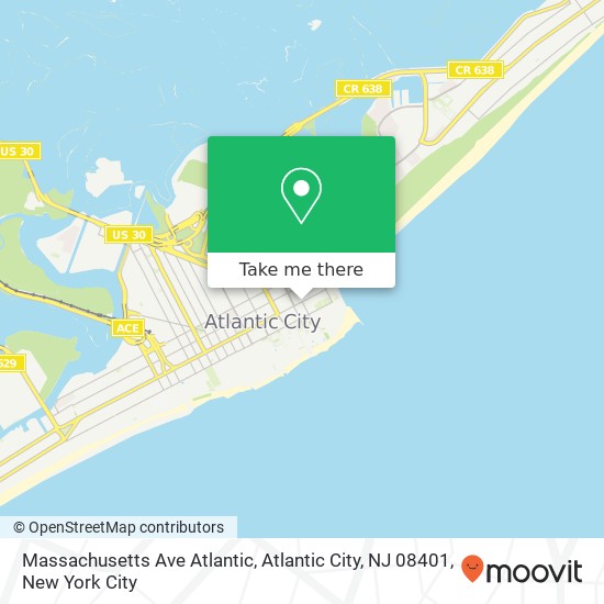 Mapa de Massachusetts Ave Atlantic, Atlantic City, NJ 08401