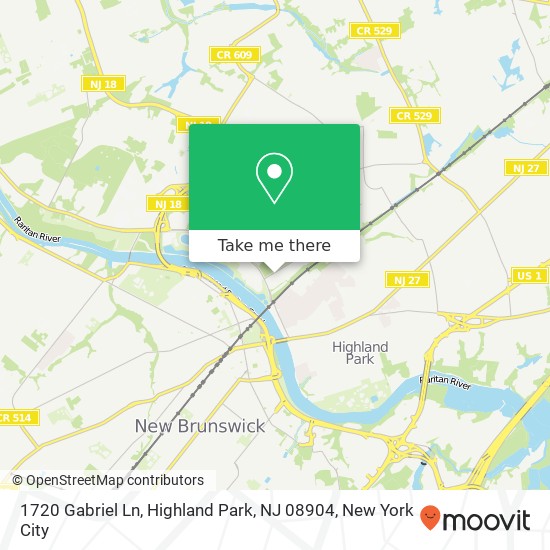 Mapa de 1720 Gabriel Ln, Highland Park, NJ 08904
