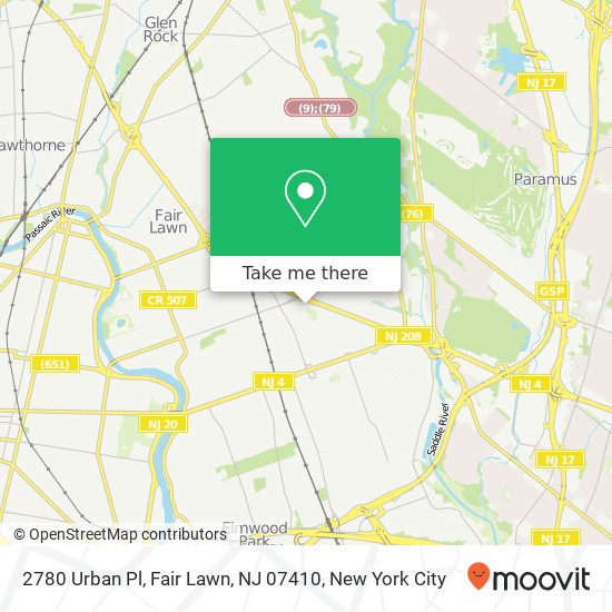 Mapa de 2780 Urban Pl, Fair Lawn, NJ 07410