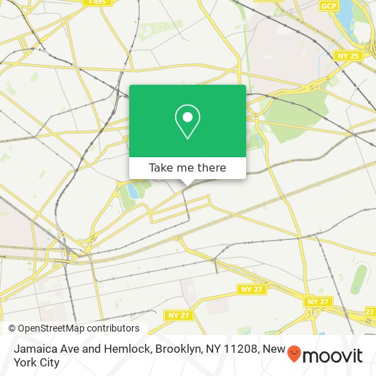 Jamaica Ave and Hemlock, Brooklyn, NY 11208 map
