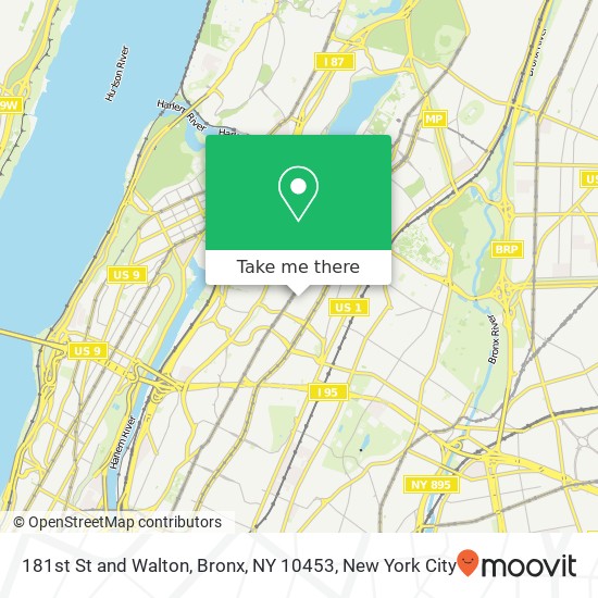 181st St and Walton, Bronx, NY 10453 map