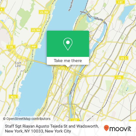 Staff Sgt Riayan Agusto Tejeda St and Wadsworth, New York, NY 10033 map