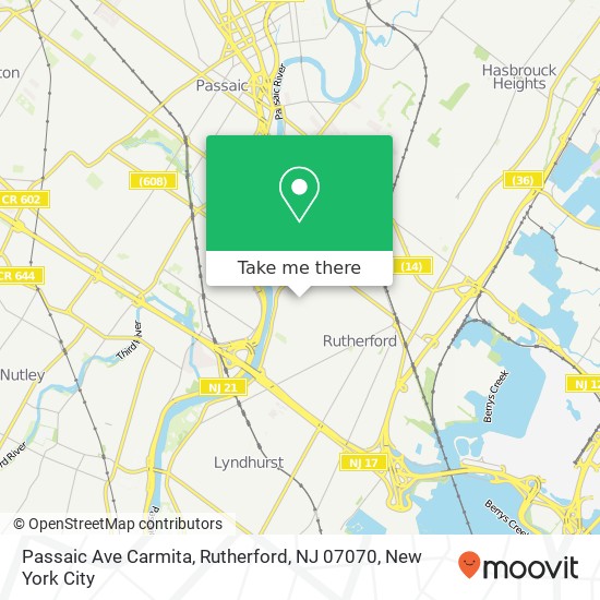 Passaic Ave Carmita, Rutherford, NJ 07070 map