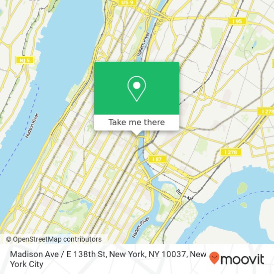 Madison Ave / E 138th St, New York, NY 10037 map