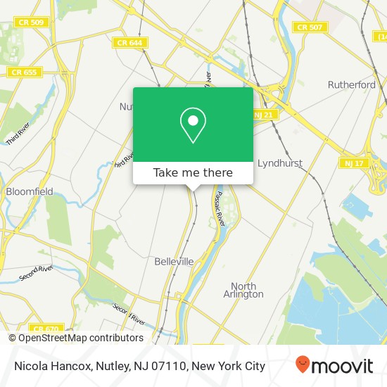 Mapa de Nicola Hancox, Nutley, NJ 07110