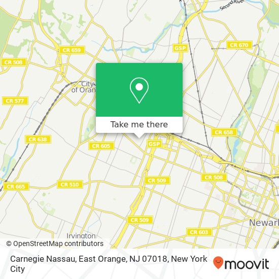 Mapa de Carnegie Nassau, East Orange, NJ 07018