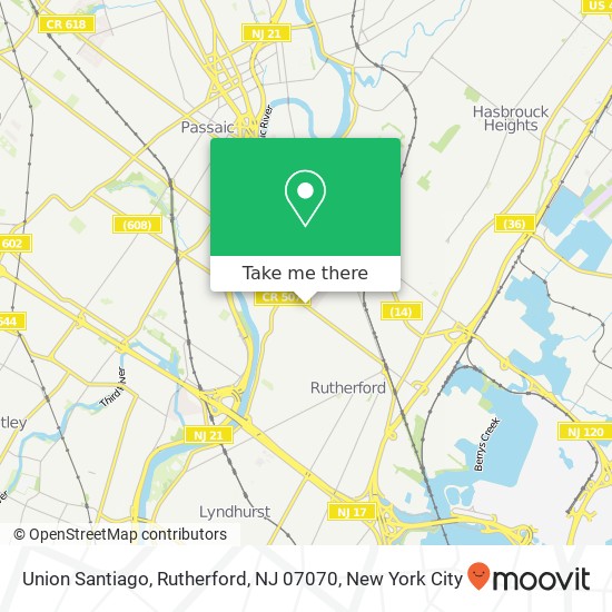 Mapa de Union Santiago, Rutherford, NJ 07070