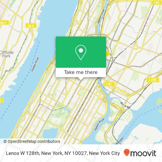 Mapa de Lenox W 128th, New York, NY 10027