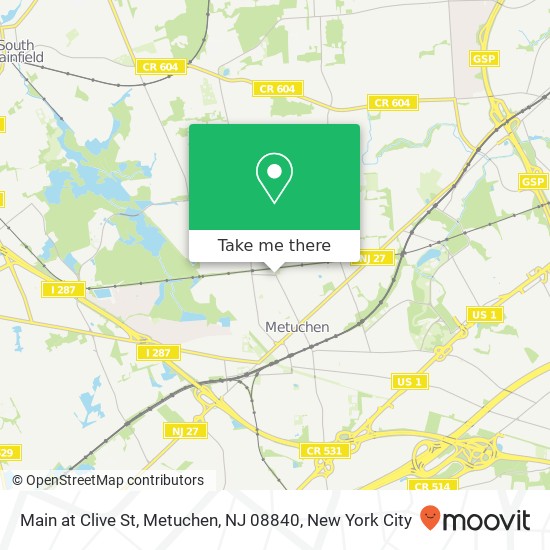 Mapa de Main at Clive St, Metuchen, NJ 08840