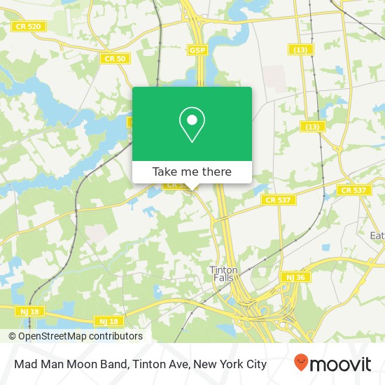 Mad Man Moon Band, Tinton Ave map